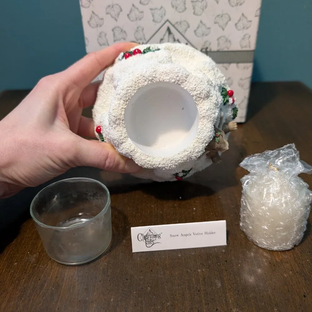 Charming Tails by Fitz and Floyd Snow Angels Votive Holder